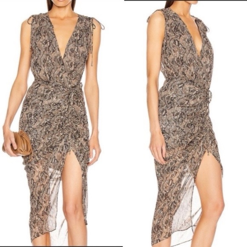 Veronica Beard Teagan Ruched Python-Printed Dress - WORN ONCE SIZE 4